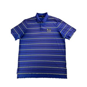 Ralph Lauren RLX Men Golf Polo Shirt XL Blue Striped El Camaleon Mayakoba Logo